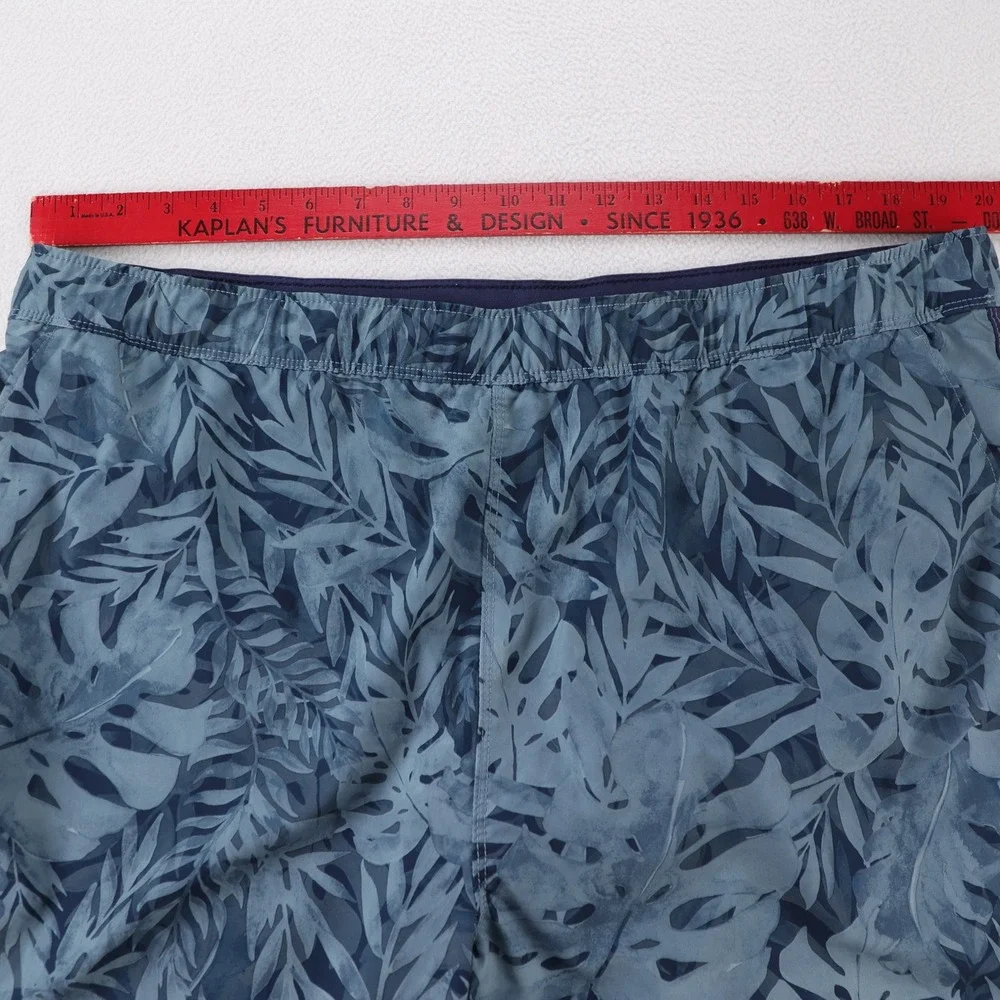 Speedo Men's Tropical Leaf‎ Print Lined Swim Trunks Shorts Blue Size XL